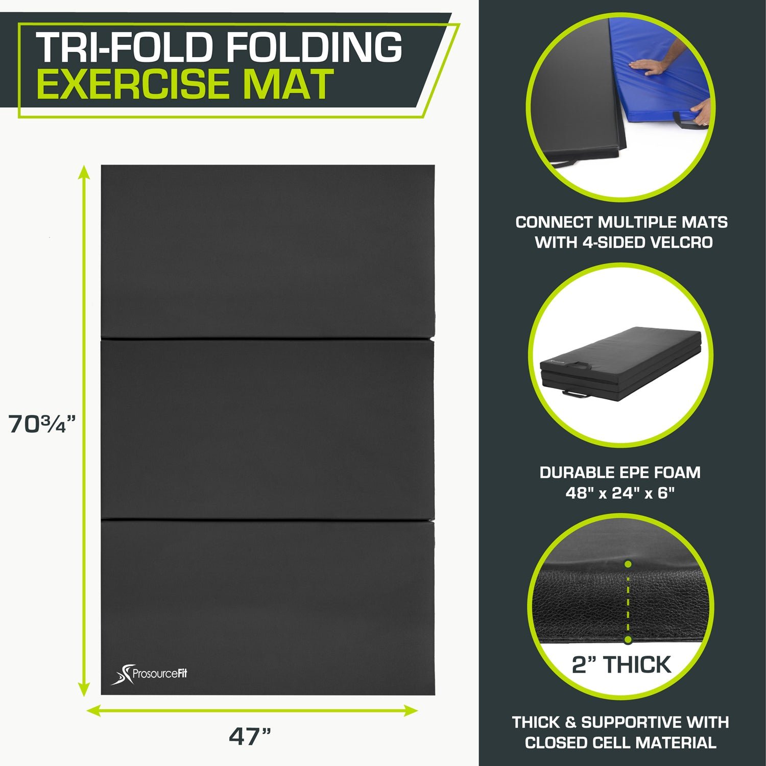 Tri-Fold Folding Exercise Mat 6x4x2