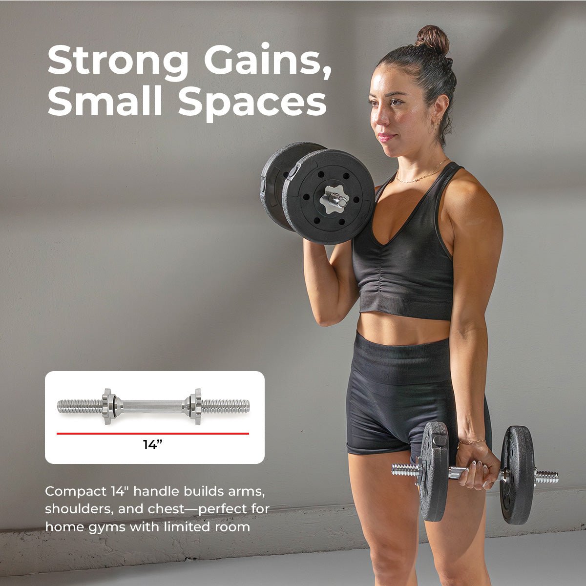 Sunny Health & Fitness 14" Threaded Chrome Dumbbell Bar (Pair) - Image 2