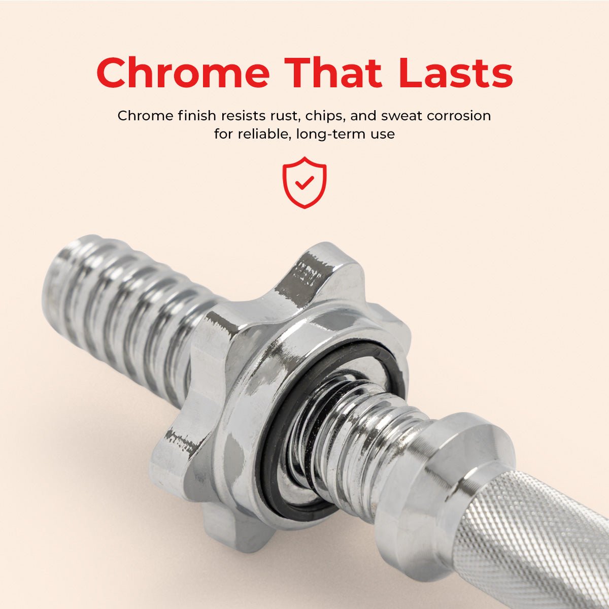 Sunny Health & Fitness 14" Threaded Chrome Dumbbell Bar (Pair) - Image 5