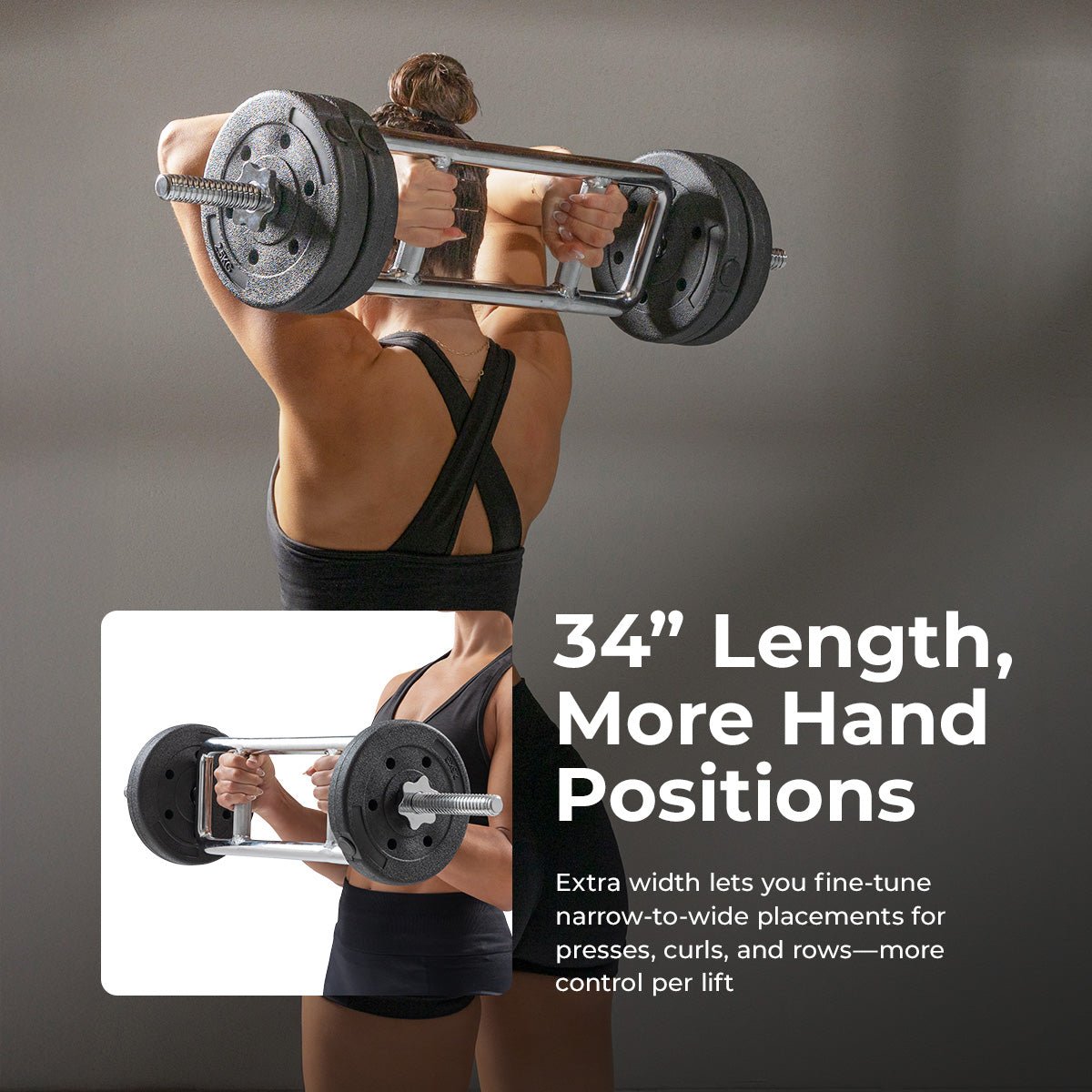 Sunny Health & Fitness 34" Threaded Chrome Barbell Bar - Image 3