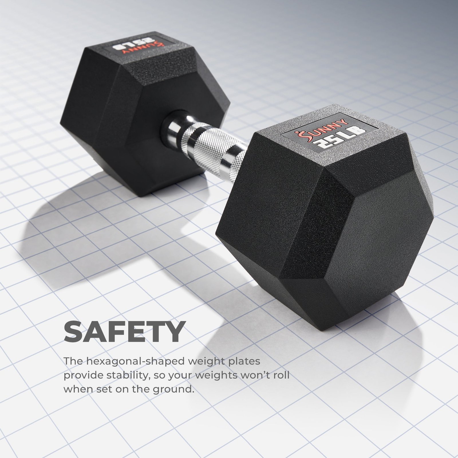 Sunny Health & Fitness Core Fit Hex Style Dumbbell 40-Pound - SF-DB03-40 - Image 6