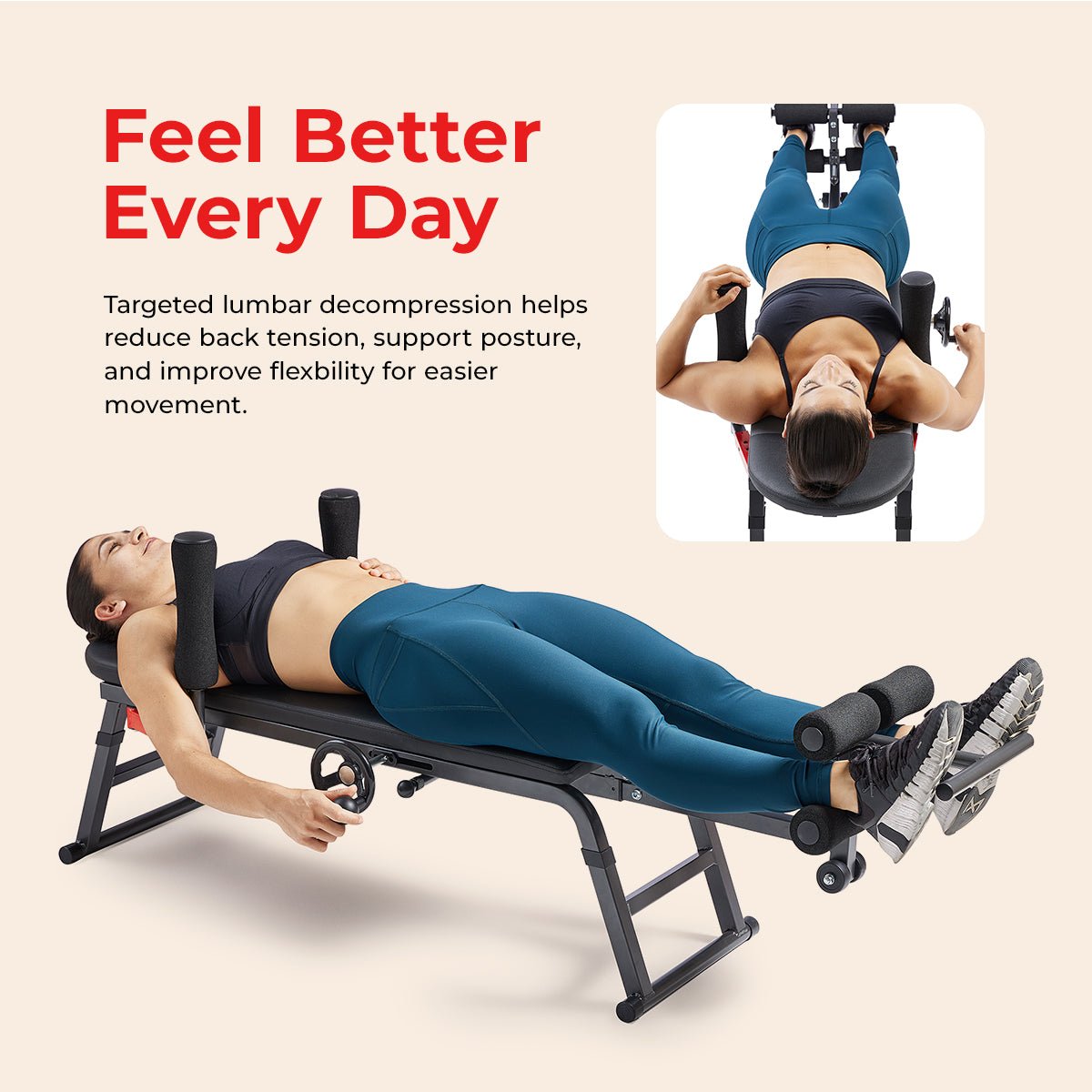 Sunny Health & Fitness Inversion Traction & Stretch Decompression Table - Image 3