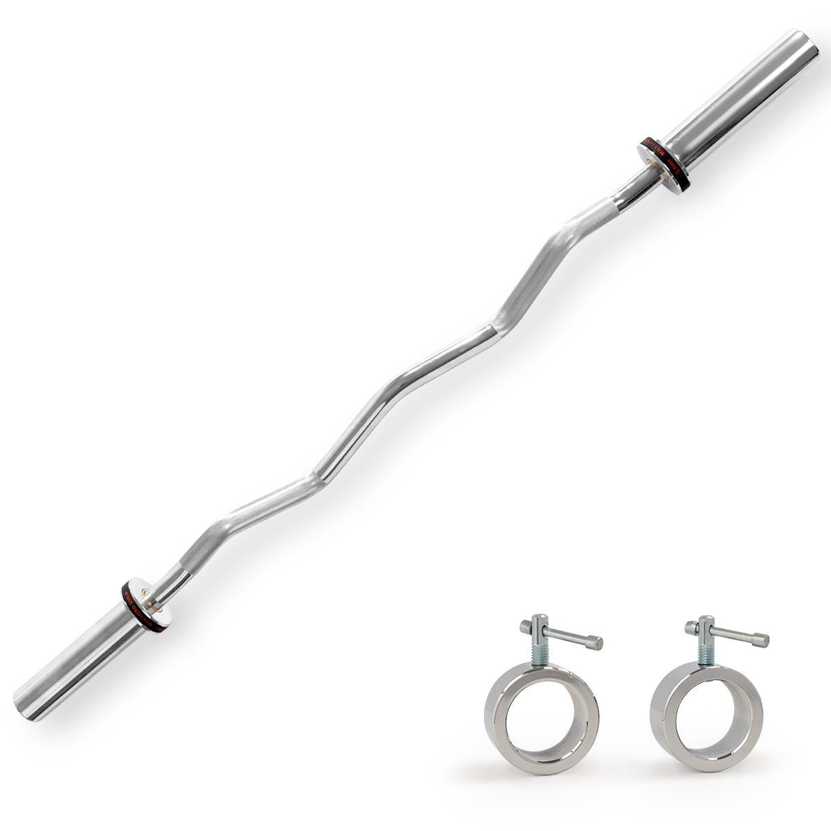 Sunny Health & Fitness 47" Olympic Curl Bar with Ring Collars