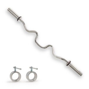 Sunny Health & Fitness 48" Olympic Super Curl Bar with Ring Collars