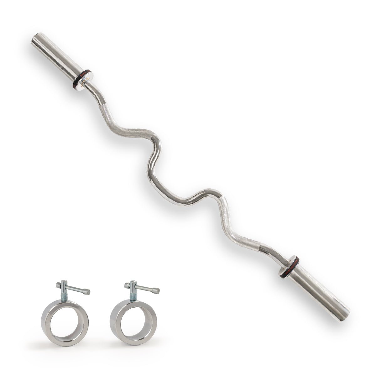 Sunny Health & Fitness 48" Olympic Super Curl Bar with Ring Collars